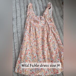 wild fable Floral Dress in Cream with Pink & Blue Blooms